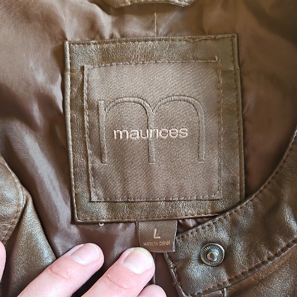 Maurices Brown Faux Leather Chevron-Panel Jacket - Picture 2 of 3